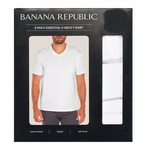 Banana Republic White V-Neck T-Shirt 3pk